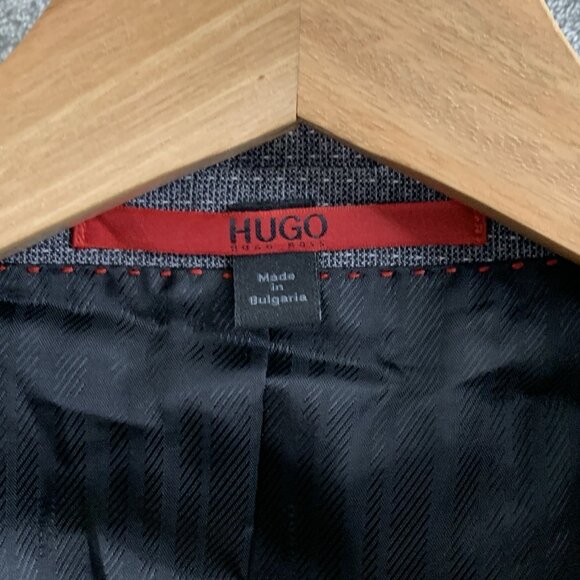 Boss Hugo Blazer Jacket Mens 40 R Jefferey Simmons182 Lanificio Di Tollegno Gray - Picture 10 of 15